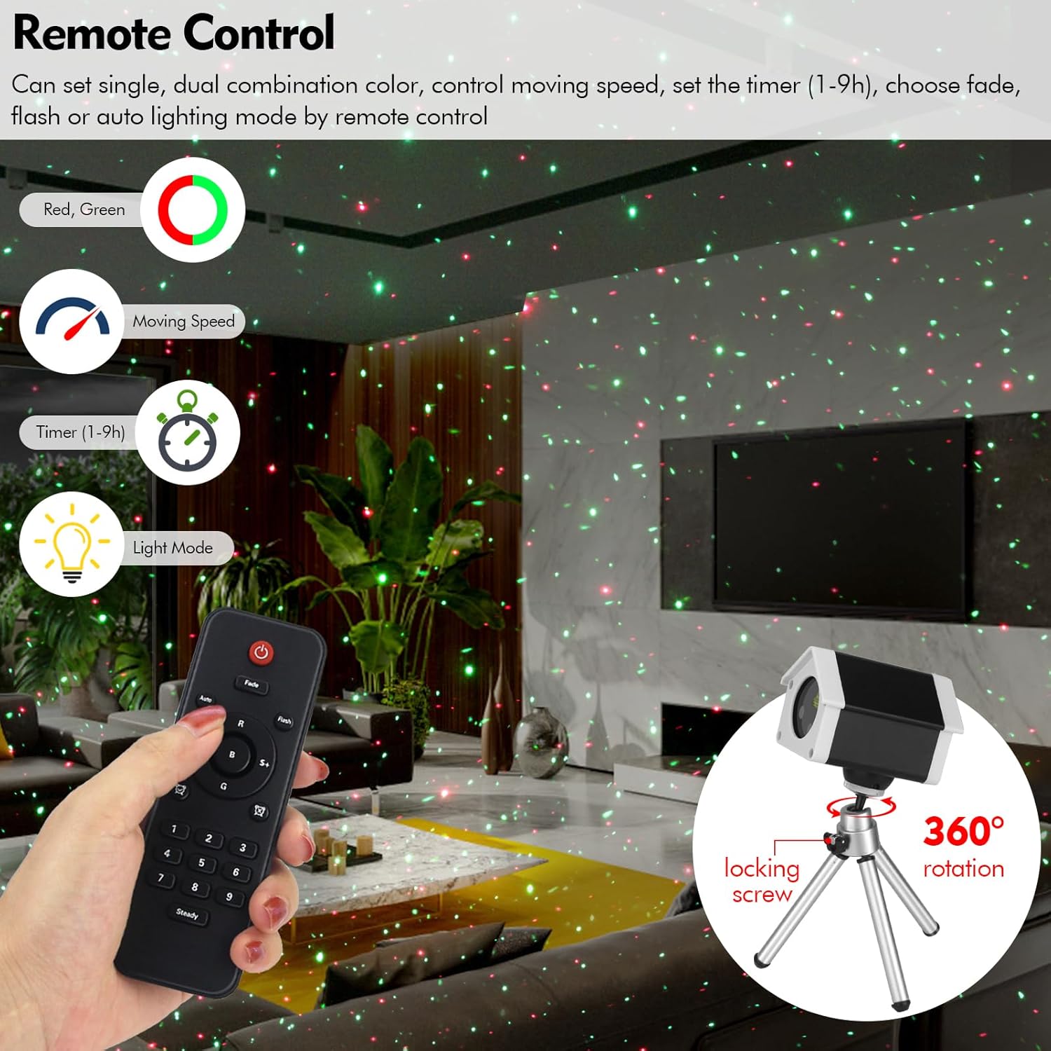 Outdoor Christmas Laser Lights Star Projector, Garden Laser Light with Moving Firefly for Outdoor, Indoor, Christmas, Holiday