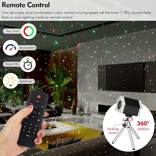 Vista 26 de Proyector láser de Navidad, proyección láser para exteriores, 30 patrones, proyectores de paisaje para interiores, exteriores, hogar, jardín