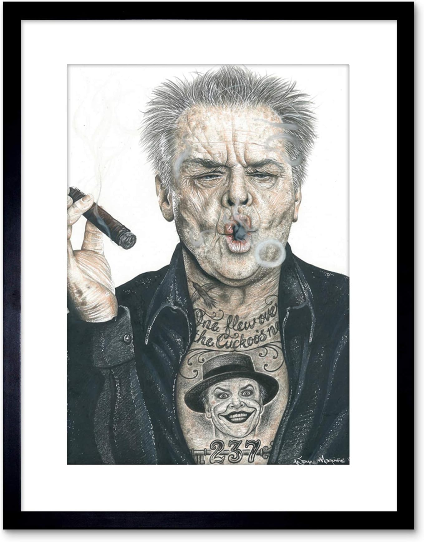 Wee Blue Coo OG JACK NICHOLSON GANGSTER INKED IKON FRAMED ART PRINT BY W.MAGUIRE F97X12460