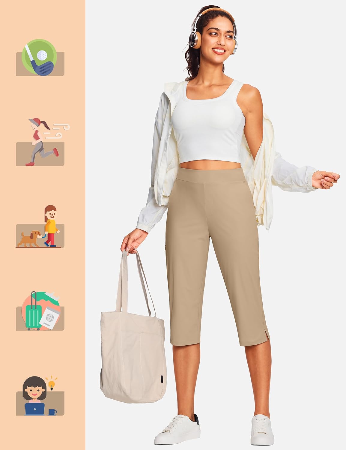 15"/ 18" Capri Pants for Women Summer Golf Capris Pant Pull On Stretch with Pockets Work Casual Dressy Slacks - Image 2