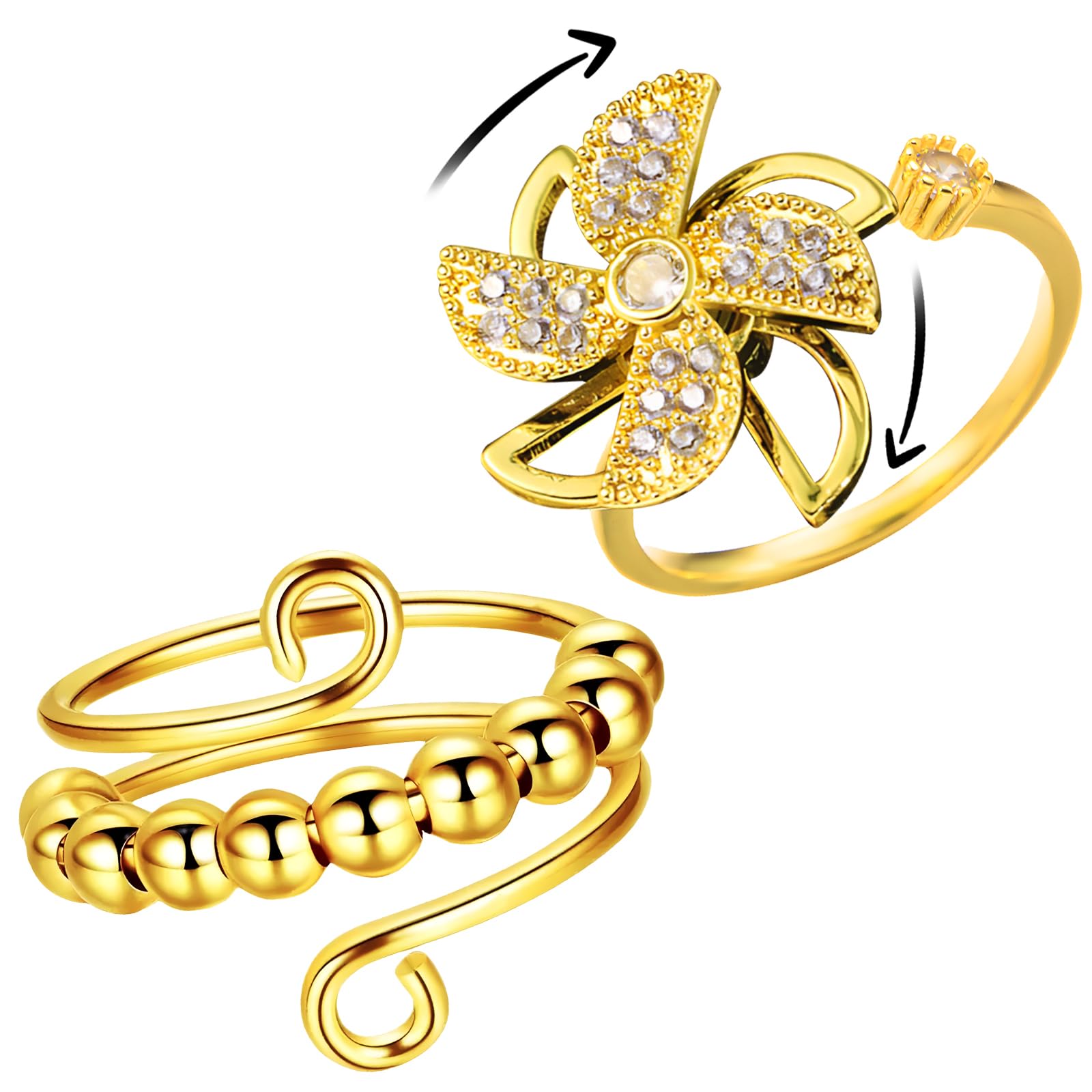 12 Pièce Bague Anti Stress Femme Anxiety Ring Anti Stress D'anxiété