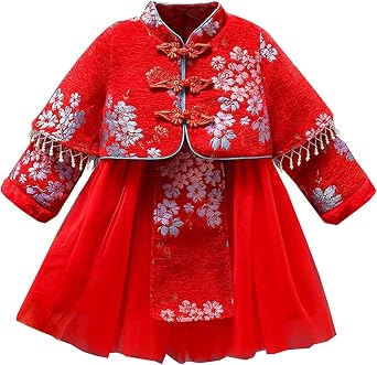 Toddler Baby Girl New Year Dress New Year Red Tang Dress Girl Baby Spring Festival Qipao New Midsummer Flower