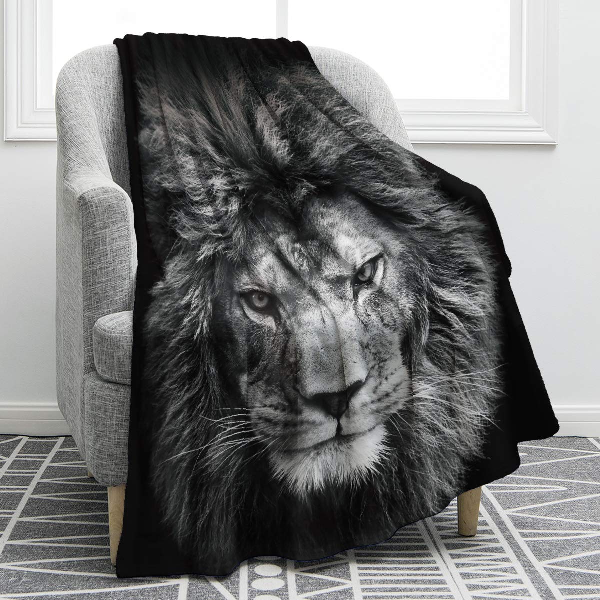 Jekeno Lion Blanket Comfort Warmth Blanket for Couch Bed Chair Office Sofa 50"x60"
