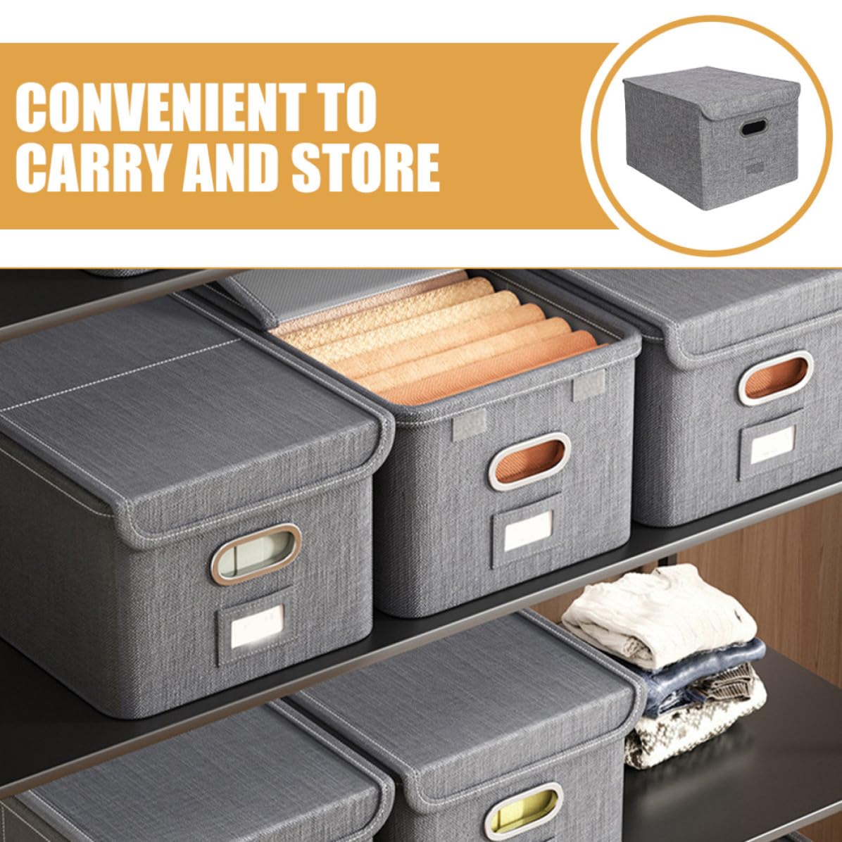 Scatola Armadio Pieghevole Coperchio, Grande Grigio | Tessuto per Armadio Guardaroba, Design Semplice, Formato Estraibile, Uso Domestico e Viaggio