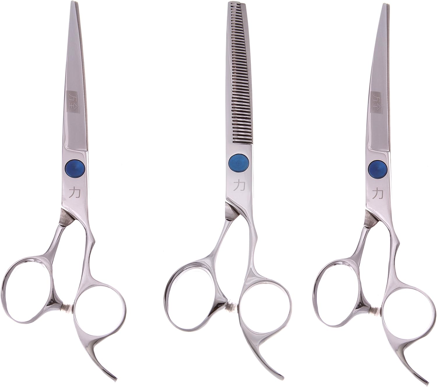 ShearsDirect 3Piece Cutting Shear Set, Includes 8.0" Straight, 8.0" Curved & 7.0" 58 Teeth Blender
