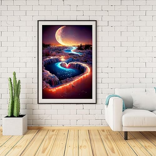 Miniatura 3 de Kits de pintura de diamantes para adultos principiantes  Kit de arte de diamantes de cascada de luna para adultos 5D DIY puntos de diamante de