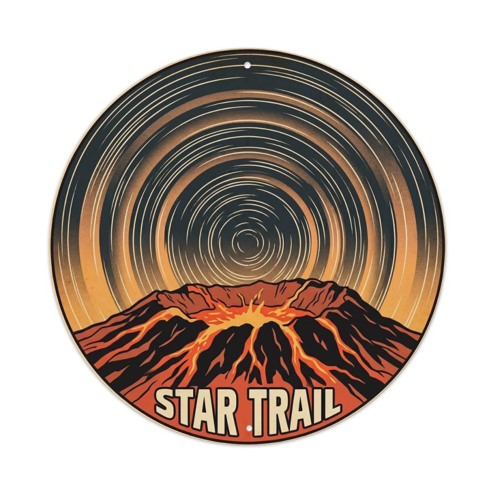 Hawaii Star Trail Volcano Volcanic Island Sky Metal Tin Sign