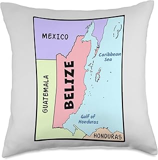 Political map of Belize, names of Neighboring Countries Throw Pillow