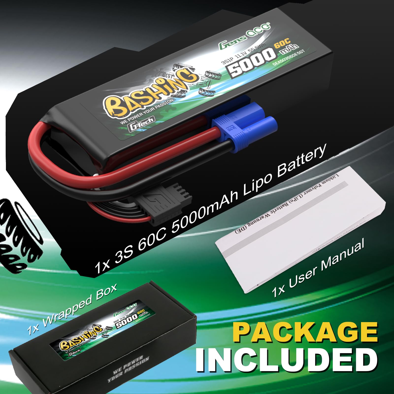 Gens ace 3S LiPo akumulator 11,1 V 5000 mAh 60C G-Tech EC5
