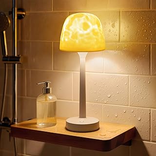 Waterproof Shower Lamp, Rechargeable Cordless Bathroom Light with Ocean Wave Projector, 16-Color Changing LED Mood Light with Touch & Remote Control for Bathtub, Spa and Bathroom Decor & Gifts
