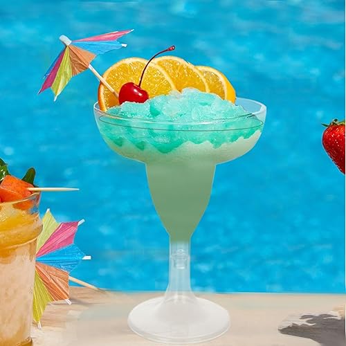 Miniatura 6 de 60 vasos de plástico de Margarita desechables de neón, vasos de cóctel de 5 onzas, vasos de plástico para fiesta, 5.1 fl oz transparentes sin tallo,