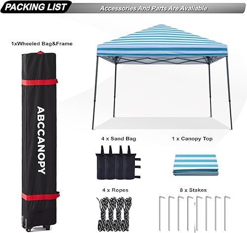 Miniatura 3 de ABCCANOPY - Toldo autodesplegable y estable para exteriores, base de 10 x 10 pies, parte superior de 8 x 8 pies, franjas azul cielo