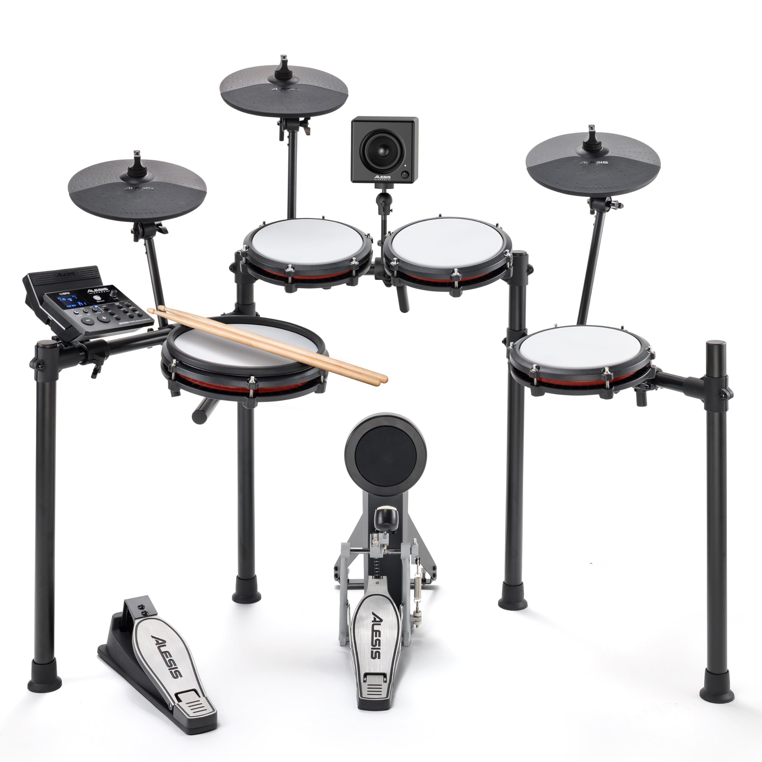 Alesis Nitro Max Kit and Amp - Electric Drum Set with 10" Dual Zone Snare, Bluetooth, USB MIDI, and 70W Rack-Mountable Drum Amplifier