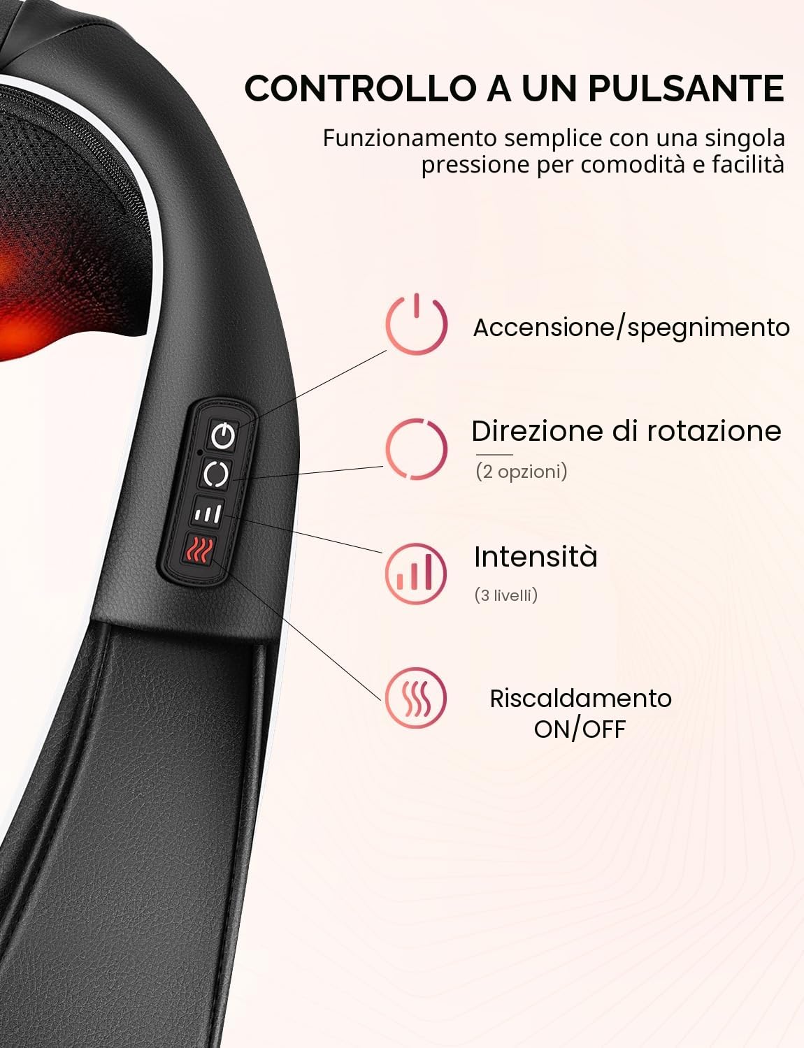 Massaggiatore Cervicale Collo Spalle e Schiena, Shiatsu Massaggiatore Schiena e Collo con Calore, Regalo per Donne/Uomini/Papà/Mamma