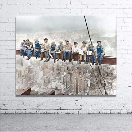 Impression Sur Toile Posters Figure Peinture L Empire State Building Construire Ouvrier Decor A La Maison Mur Photos Pour Le Salon Toile Art Peintures Amazon Fr Cuisine Et Maison