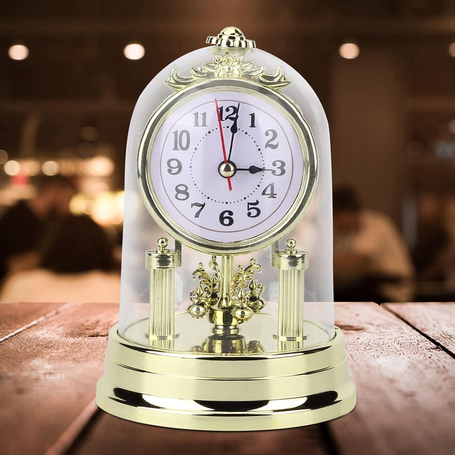 Vintage Table Clock, Retro Non Ticking European Style Beside Desk Clock Battery Operated Silent Quartz Movement Home Decor for Bedroom Living Room