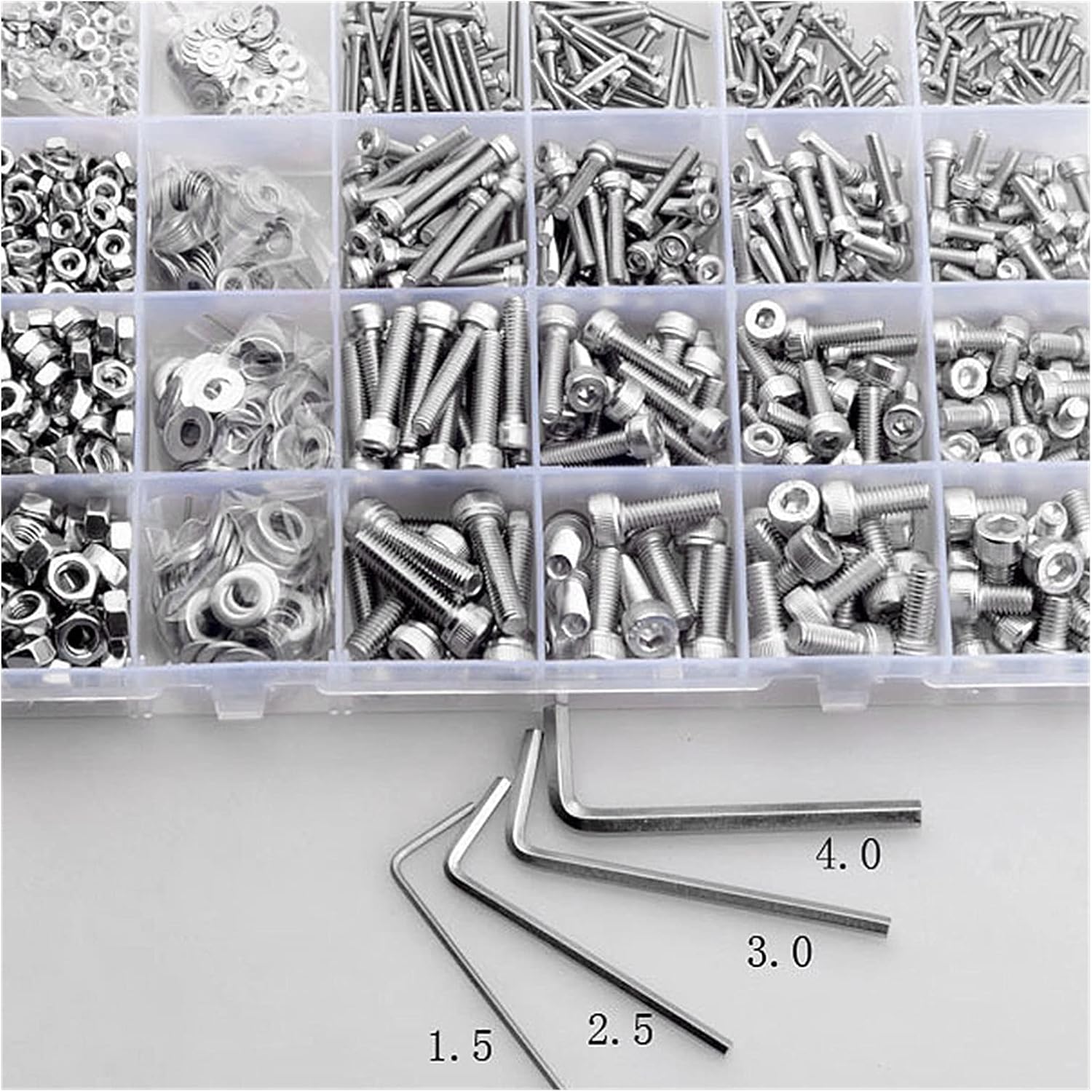 yaoqijie Cup Head Allen Bolt Hex Socket Round Cap Head Screw and Nut Assortment Kit Set M2 M3 M4 304 Stainless Steel Set 1220 Pcs Lasting (Color : 304-912-1220)