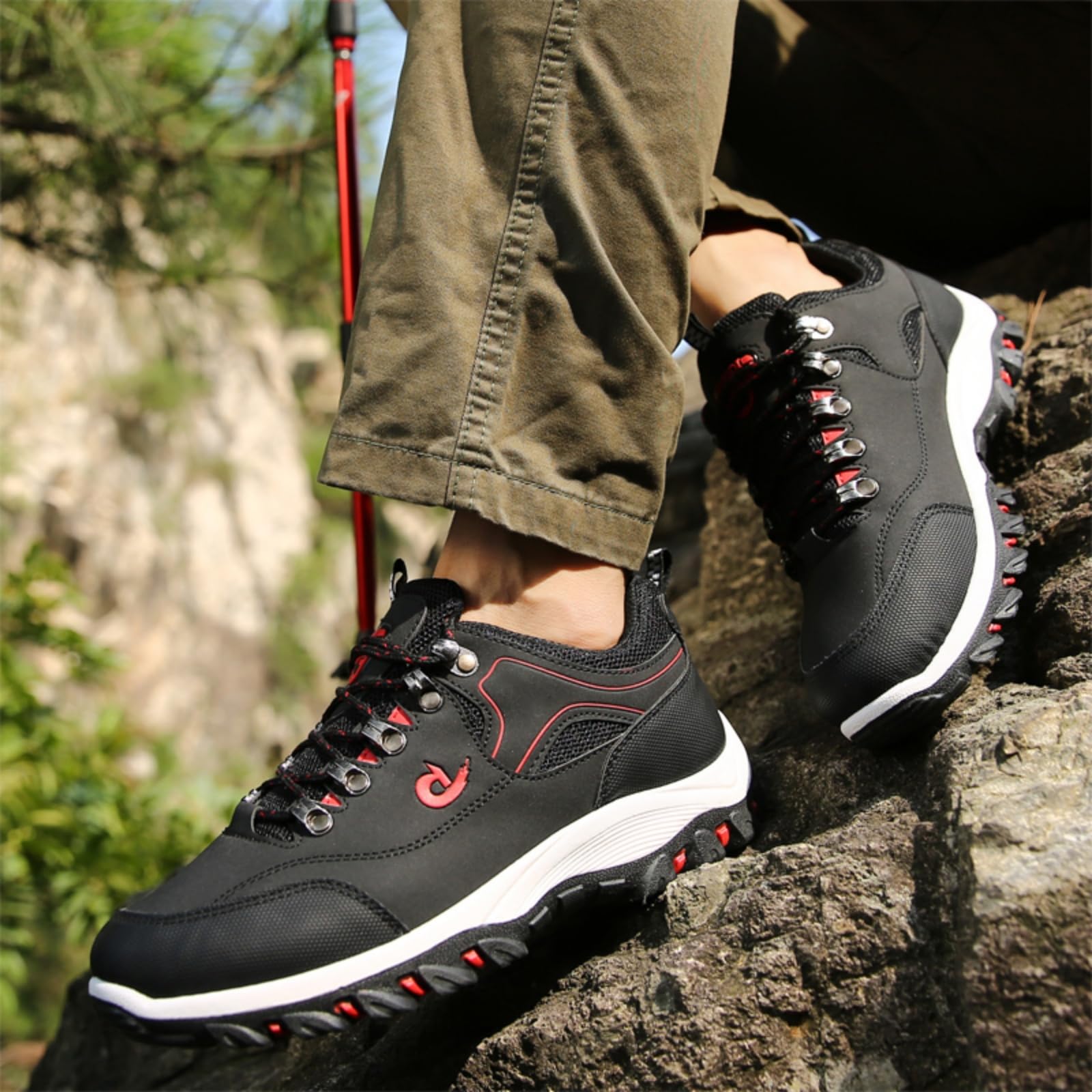 Męskie niskie buty trekkingowe wodoodporne skórzane buty chodzenia