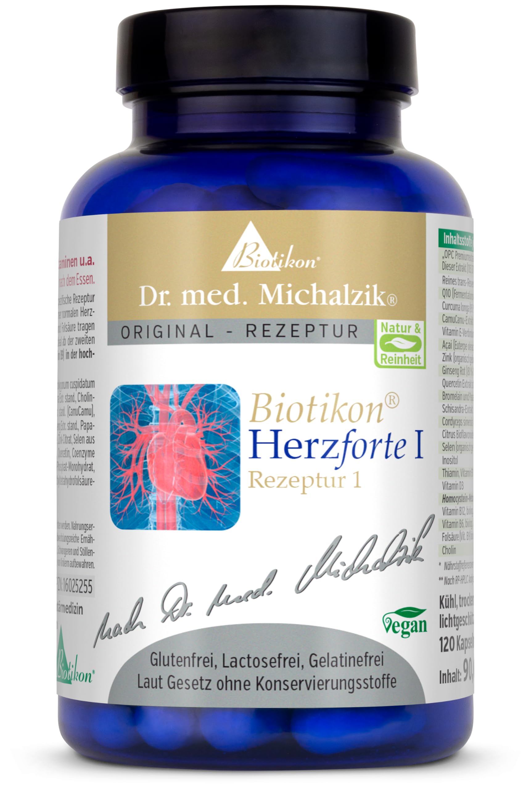Herz forte I nach Dr. Michalzik, OPC 200 mg, 120 Kapseln | Mit OPC, Resveratrol, Q10 und Curcuma-Extrakt • eigene deutsche Produktion • ohne Zusätze