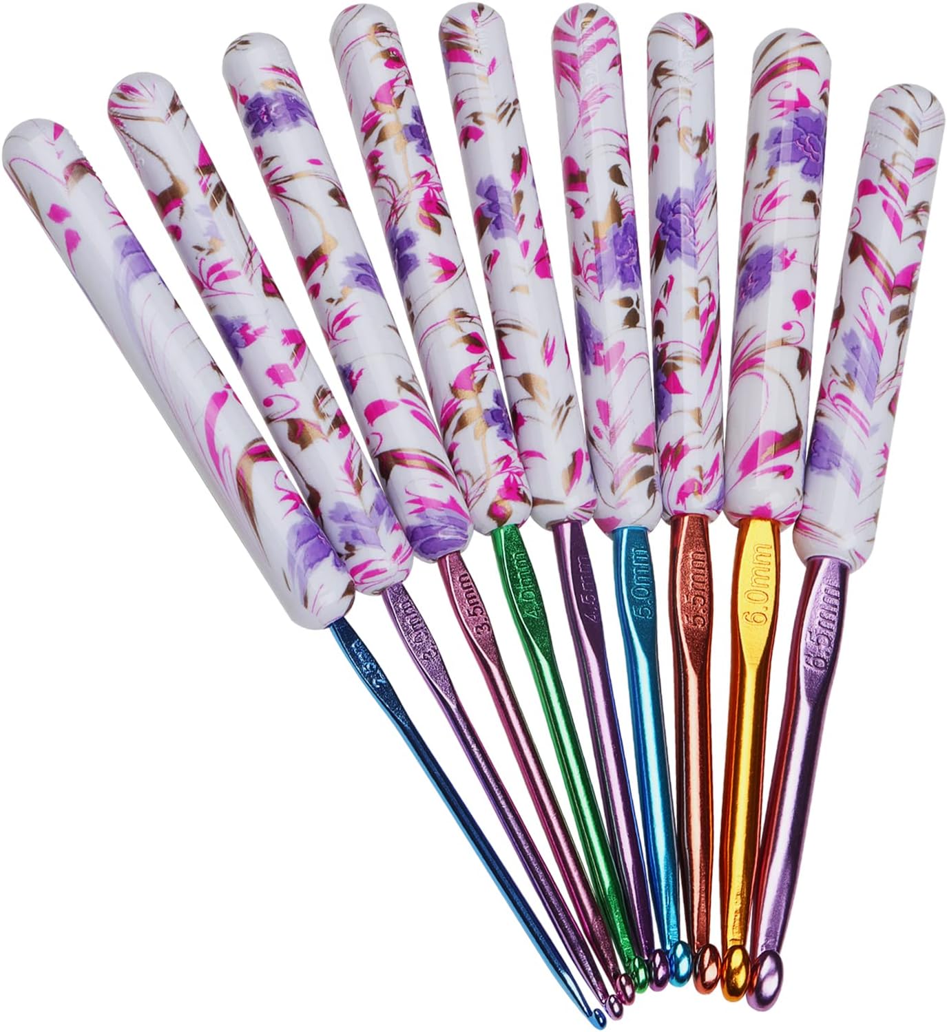 Coopay 9 PCS Crochet Hooks, Floral Crochet Hook Set