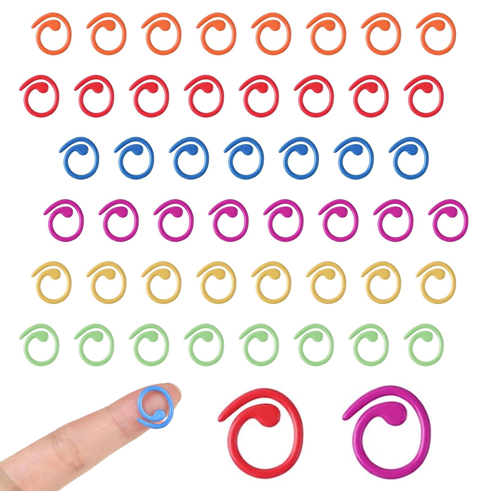 Artomnivera 50 PCS Stitch Markers, Spiral Metal Stitch Markers, Colorful Crochet Knitting Markers, Rings Crochet Stitch Rings,Colorful Locking Markers for for DIY Craft Project Knit and Crocheting