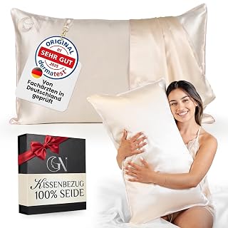 Seidenkissenbezug 40x80 100% Seide für Haut und Haar | Höchste Klasse 6A, 22 Momme | Von Dermatologen Zertifiziert | Seidenkissen | Silk Pillowcase 40x80 (Light Champagne – Rosafarbener Rand) - Amazon product rated Grade A