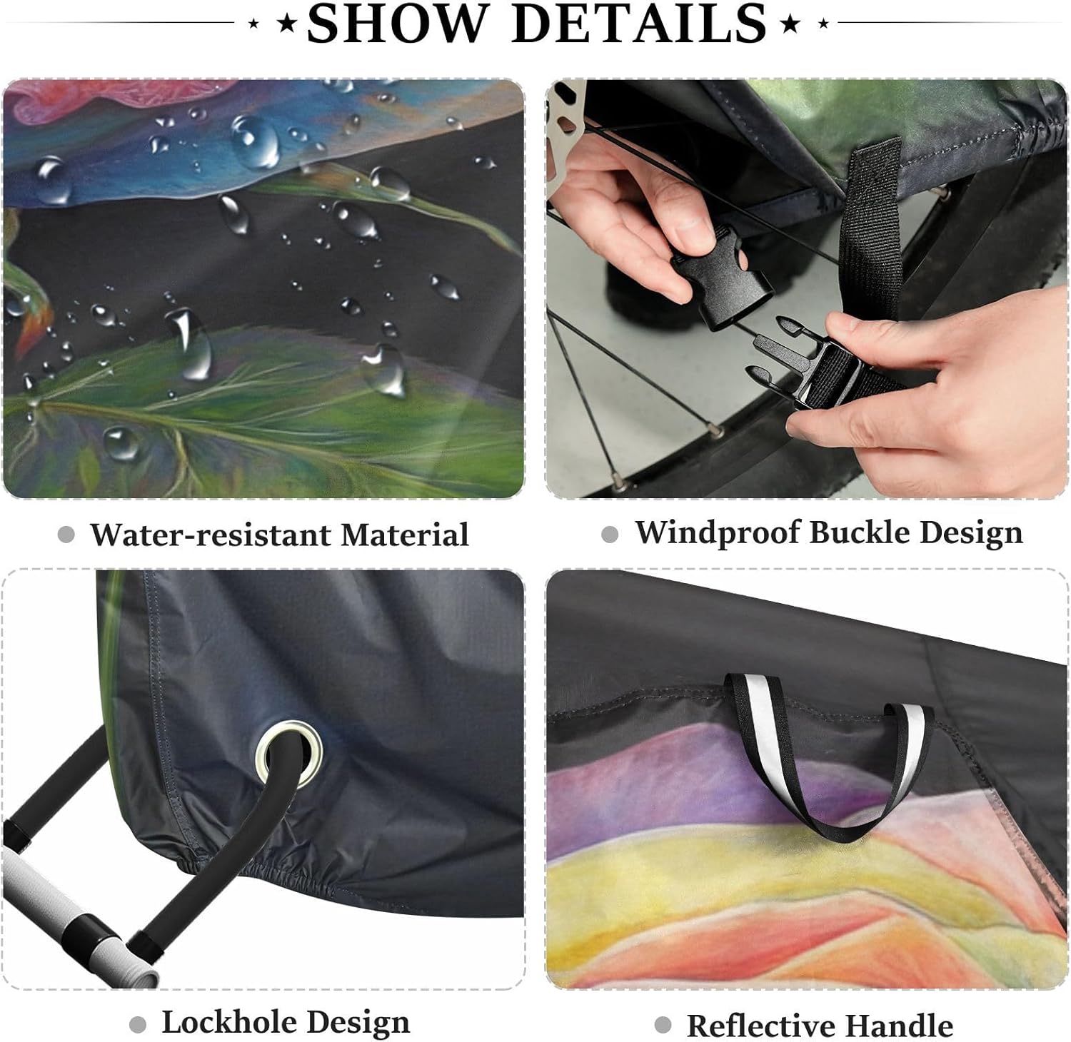 ALAZA Rainbow Rose Flower Watercolor Bike Cover Waterproof Outdoor Ebike Bicycle Covers Tarp Protection for 1/2 Bikes, Sun UV Dust Wind Proof