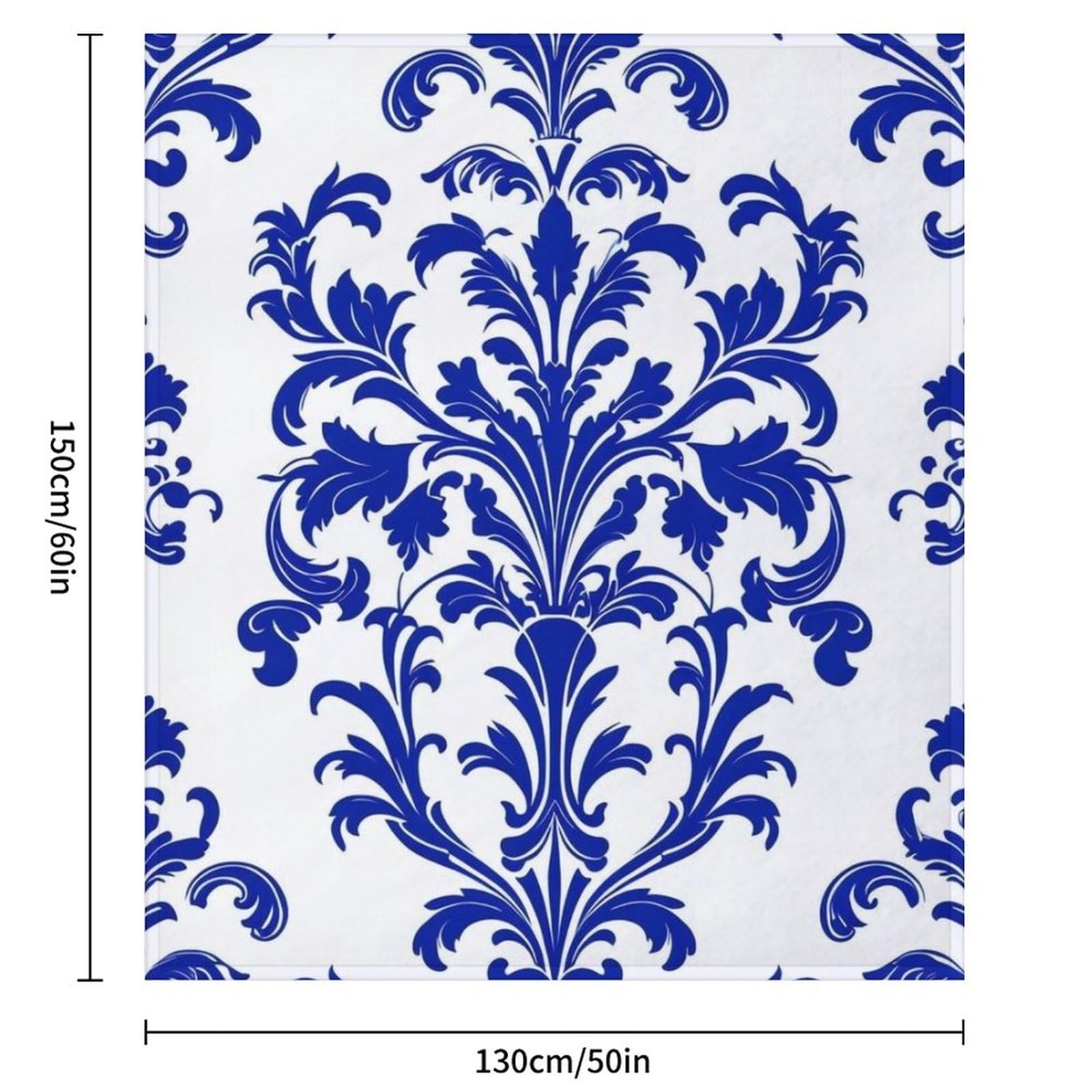 Elegant Blue Floral Pattern Throw Blankets for Couch,Super Soft Fleece Blanket Plush Throw and Blanket Cozy Fuzzy Bed Blankets Microfiber Flannel Blankets for Bed, Sofa-50