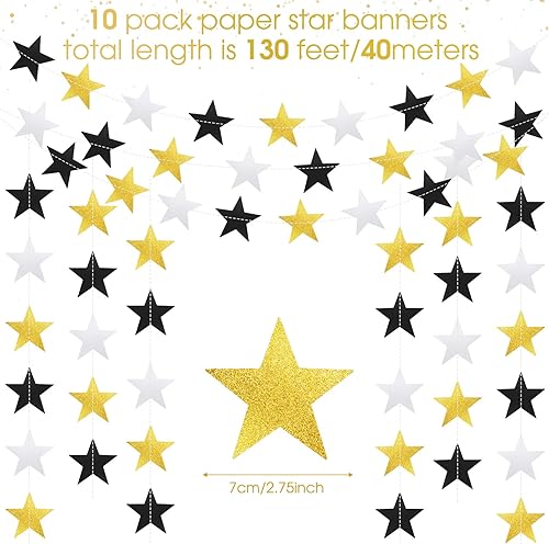 Miniatura 181 de Patelai Guirnalda de estrellas con purpurina decorativa de 130 pies para colgar en banderines de estrellas, telón de fondo para regreso a casa, Rojo