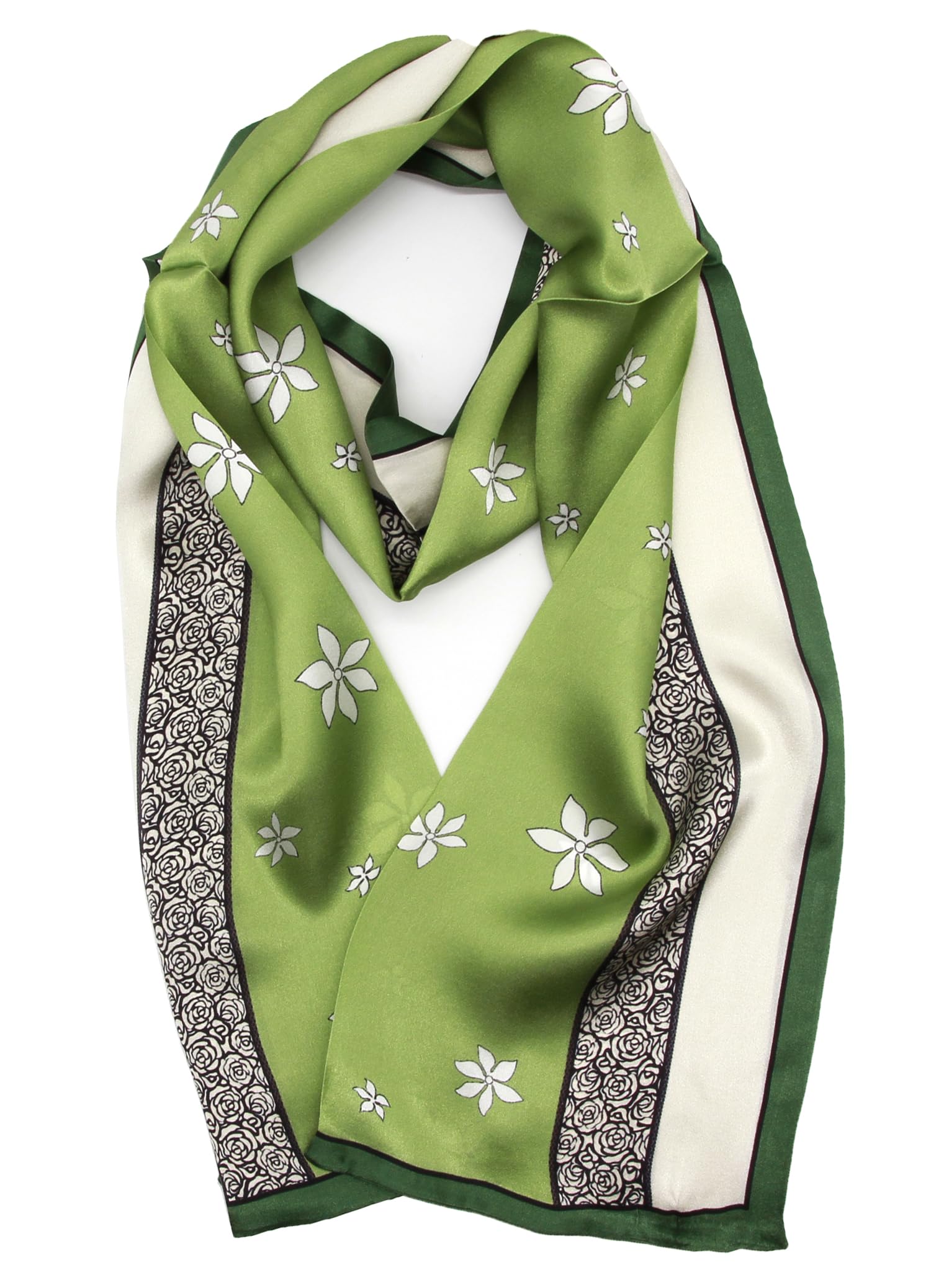 Amazon | [インスタイルジャパン] シルクスカーフ (I柄 グリーンブーケ