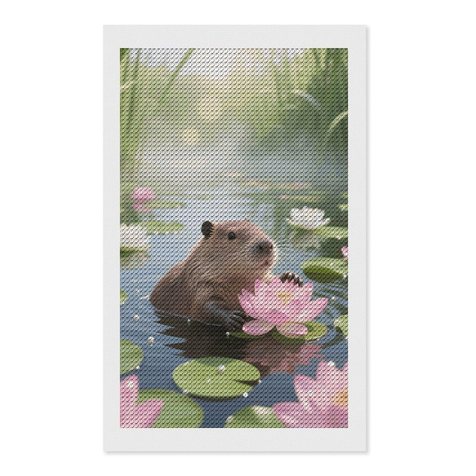 FodPand Capybara 5D Diamond Painting Kits for Adults Beginners Full Drill Round Diamond Dots Pictures Gem Art Supplies for Home Wall Room Decoration DIY Craft Set Gift 12x20