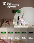 EASYERA 12" Digital Wall Clock for Classroom Livingroom Game Home Decor with LED Display RGB Lights, BIuetooth Sync, Dual Alarms, Auto DST, Countdown, Remote Control, Temperature