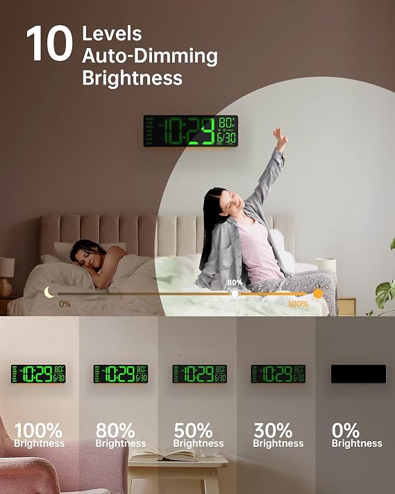 EASYERA 16.5 Large Digital Wall Clock and 12 Digital Wall Clock