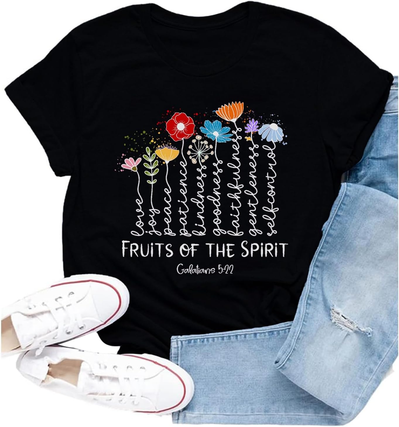 Cutesong Womens Christian Shirt Fruits of The Spirit T-Shirt Inspirational Faith-Based Bible Verse Tee