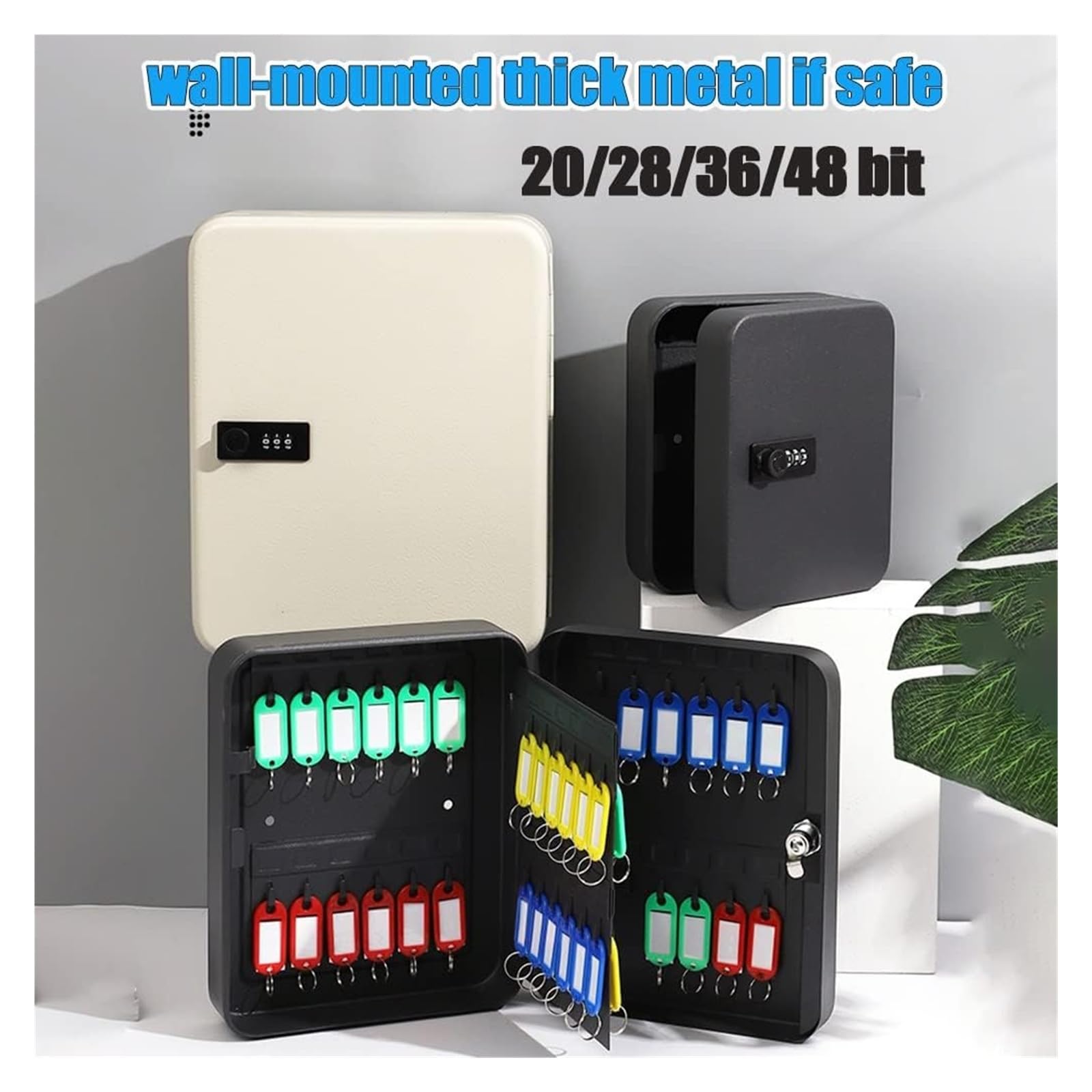 Armario para llaves montado en la pared, caja de seguridad con cerradura de combinación para el hogar, oficina u hotel, solución de almacenamiento seguro de llaves, capacidad de 28 llaves, diseño