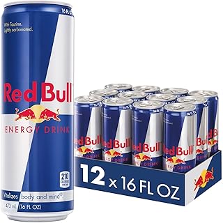Red Bull Energy Drink with 151mg Caffeine plus Taurine & B Vitamins, 16 Fl Oz, Pack of 12 Cans