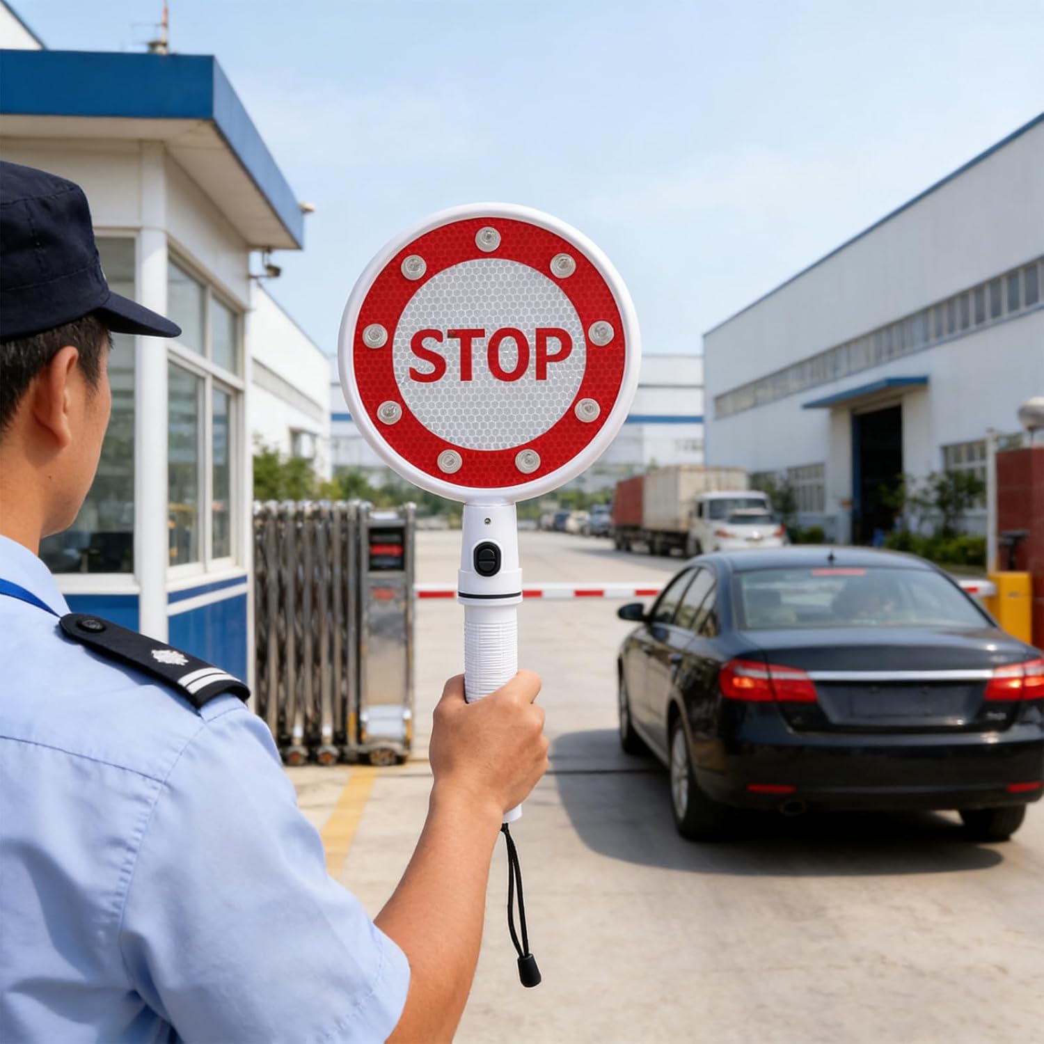 2pcs Stop Signs: LED Handheld Stop Signs - Double Sided Traffic Paddles for Parking Garage Safety Warning - Portable Paddles for Traffic Control