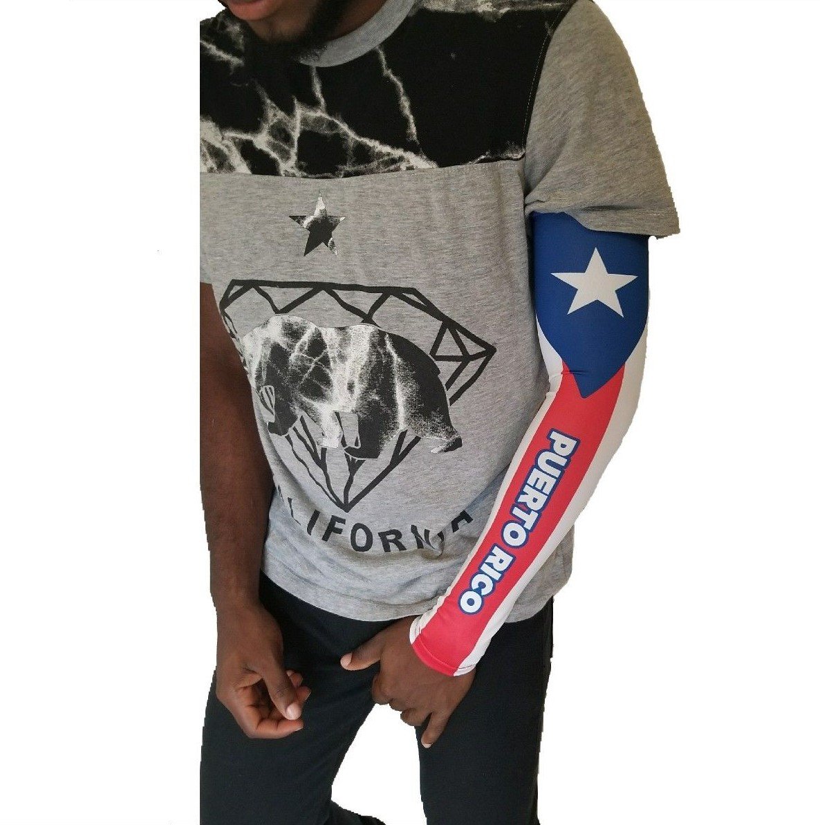 BUNFIREs Puerto Rico Rican Arm or Calf Sleeve Medium Size 1 Sleeve for Men Women Sunblock Cooler Protective Sports