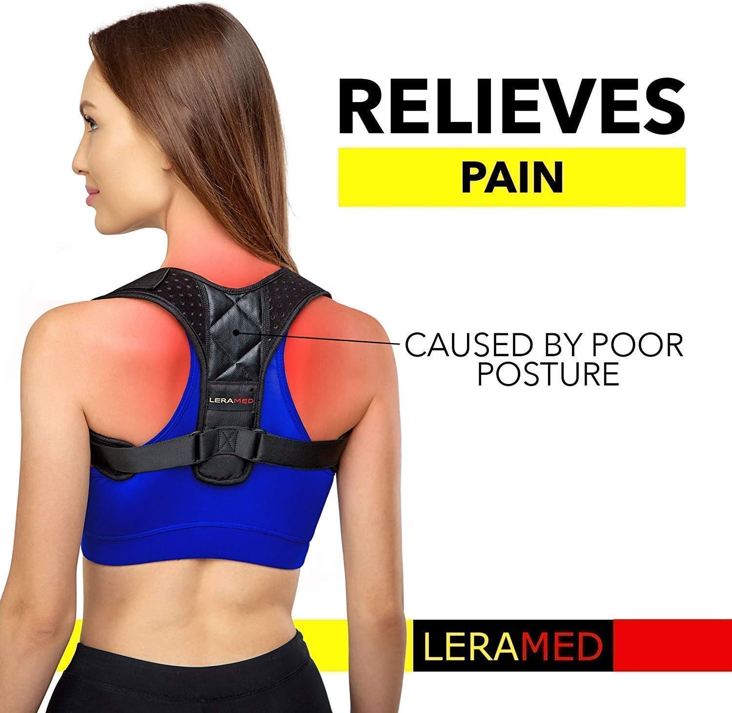 Lera Adjustable Upper Back Brace for Clavicle Support, HO98734-287578, Black