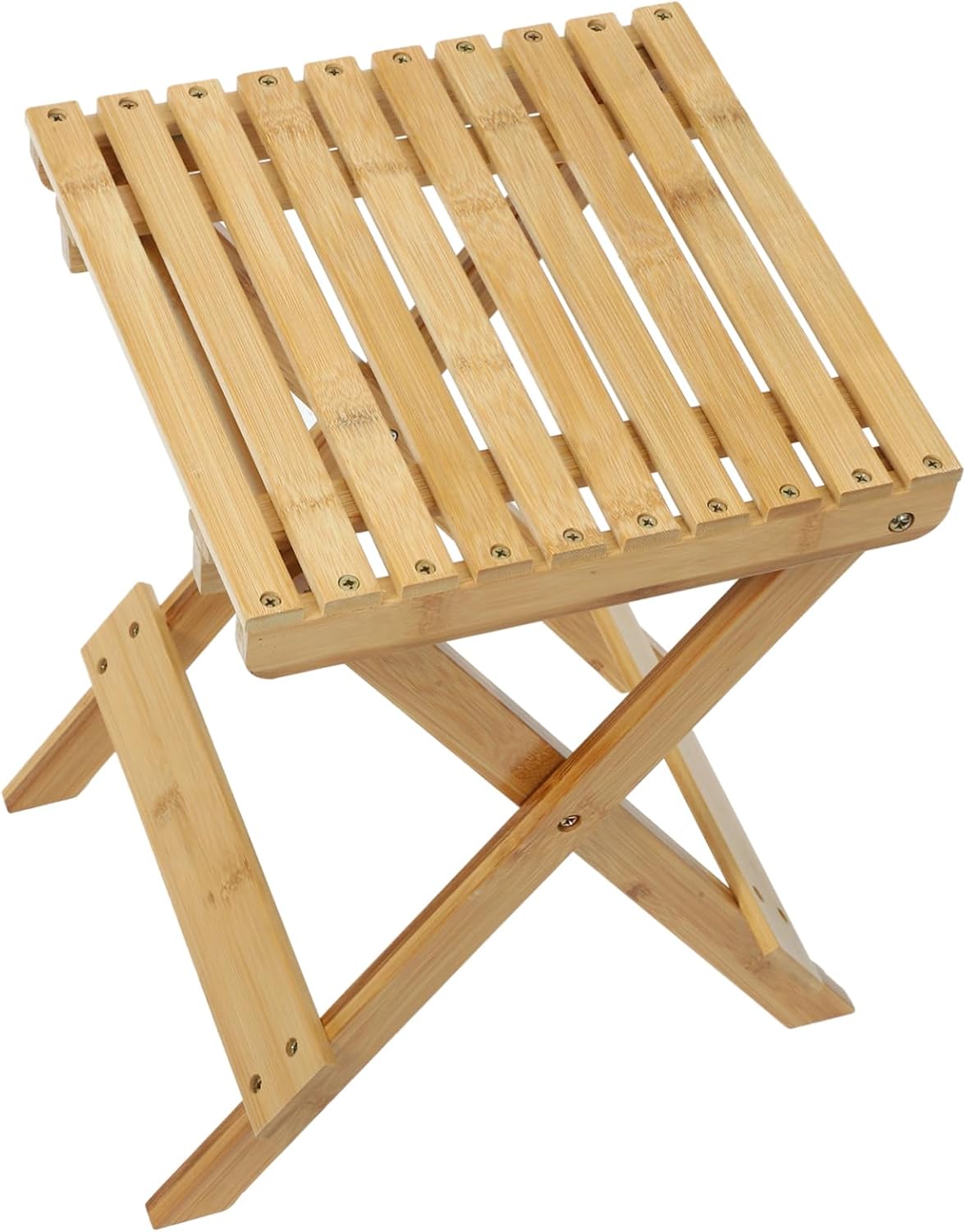 PRETYZOOM Bamboo Foldable Stool for Adults Portable Folding Step Stool Collapsible Indoor