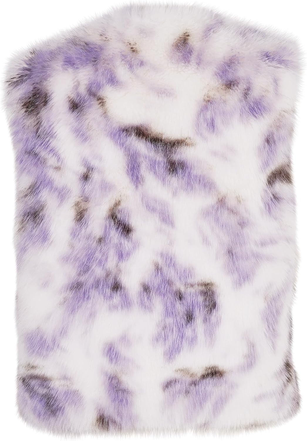 Amazhiyu Women's Faux Fur Crop Vest Coats Open Front Sleeveless Jackets Tie Dye - Image 2