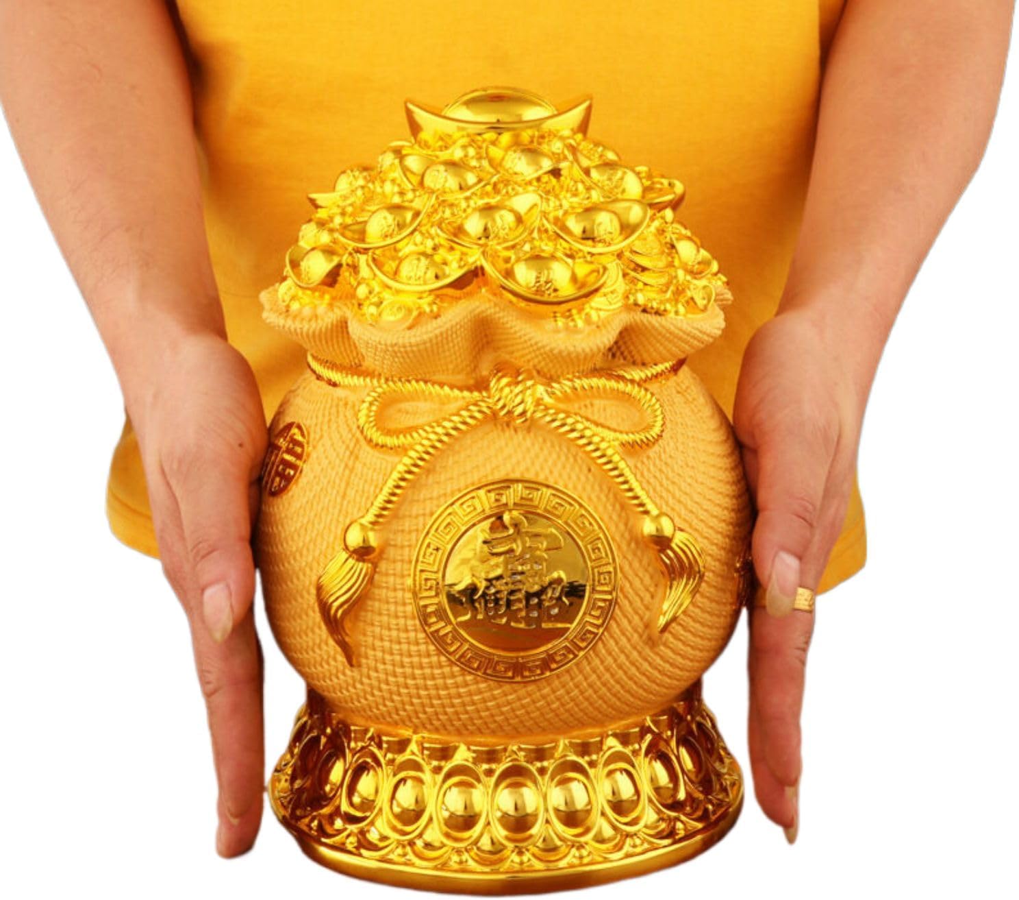 金钱袋摆件 Feng Shui Figurine Home Office Decor Chinese Gifts 存储钱罐客厅酒柜电视柜玄关工艺饰品创意礼品存钱袋 8571