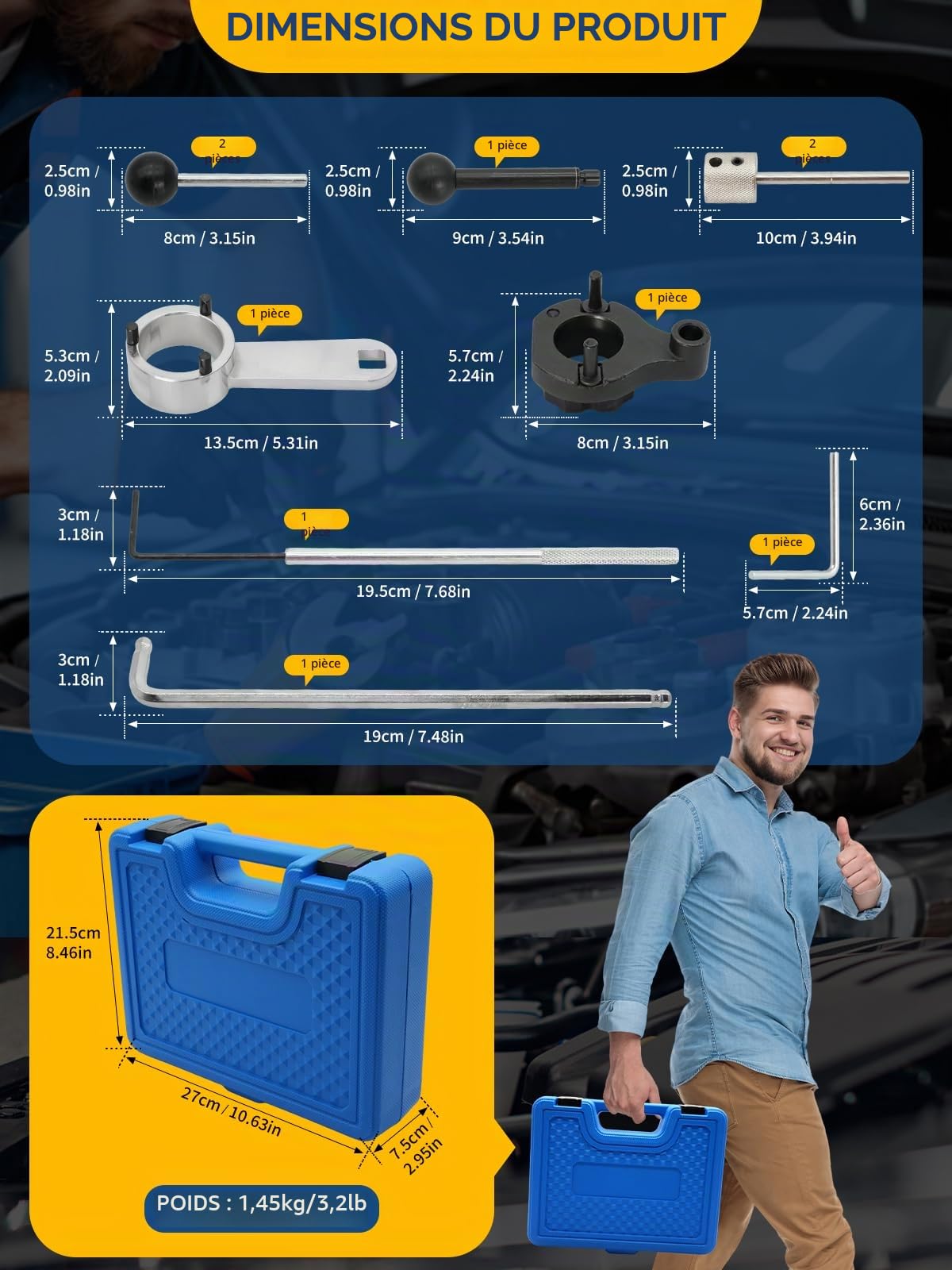 Jeu D'outils de Réglage du Moteur 10 Pcs, Outils de Changement de Courroie de Distribution, Compatibles avec VW, Audi, Seat, VAG EA288, 1.4, 1.6, 2.0 TDI CR