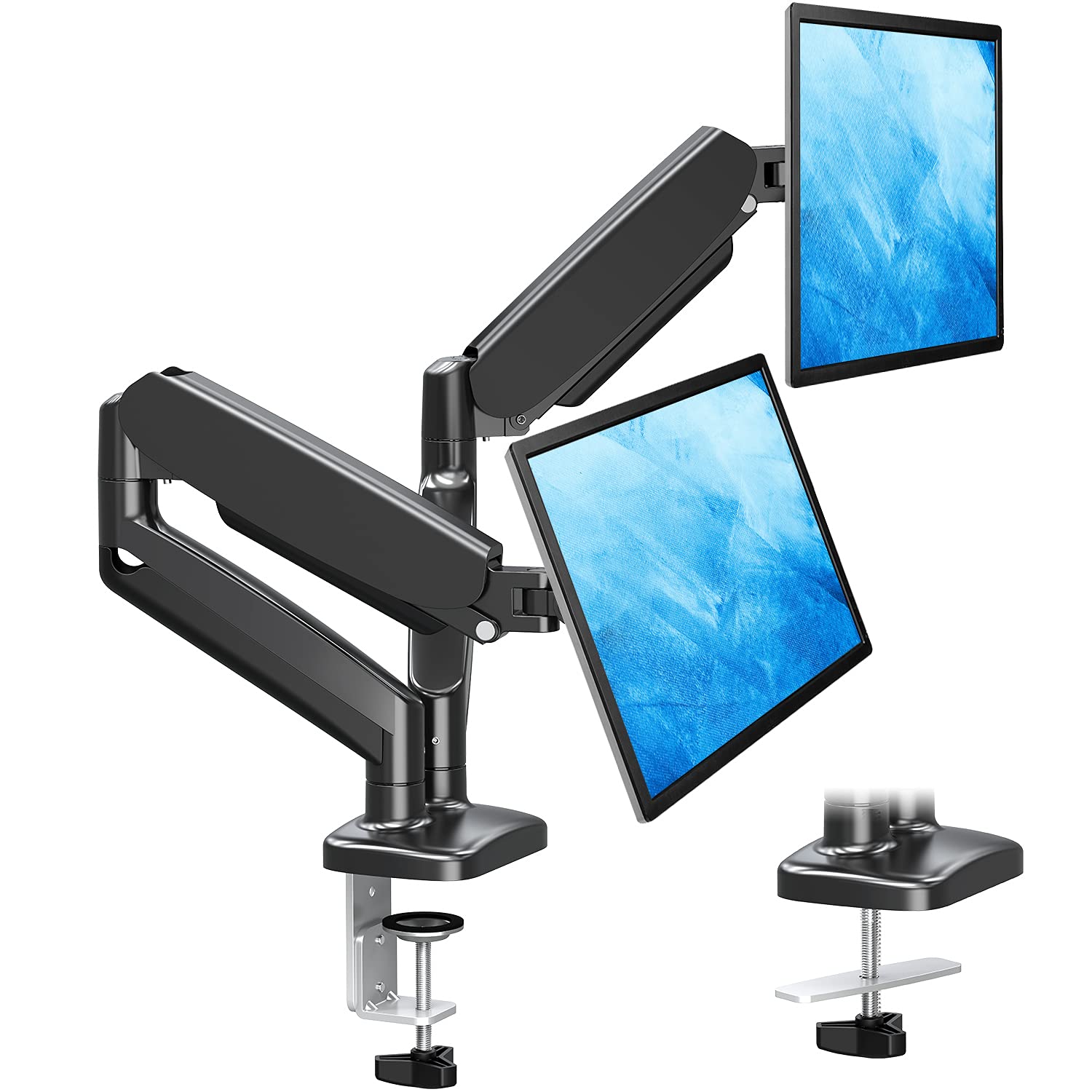 MOUNTUP Dual Monitor Stand, Fully Adjustable Gas Spring Dual Monitor