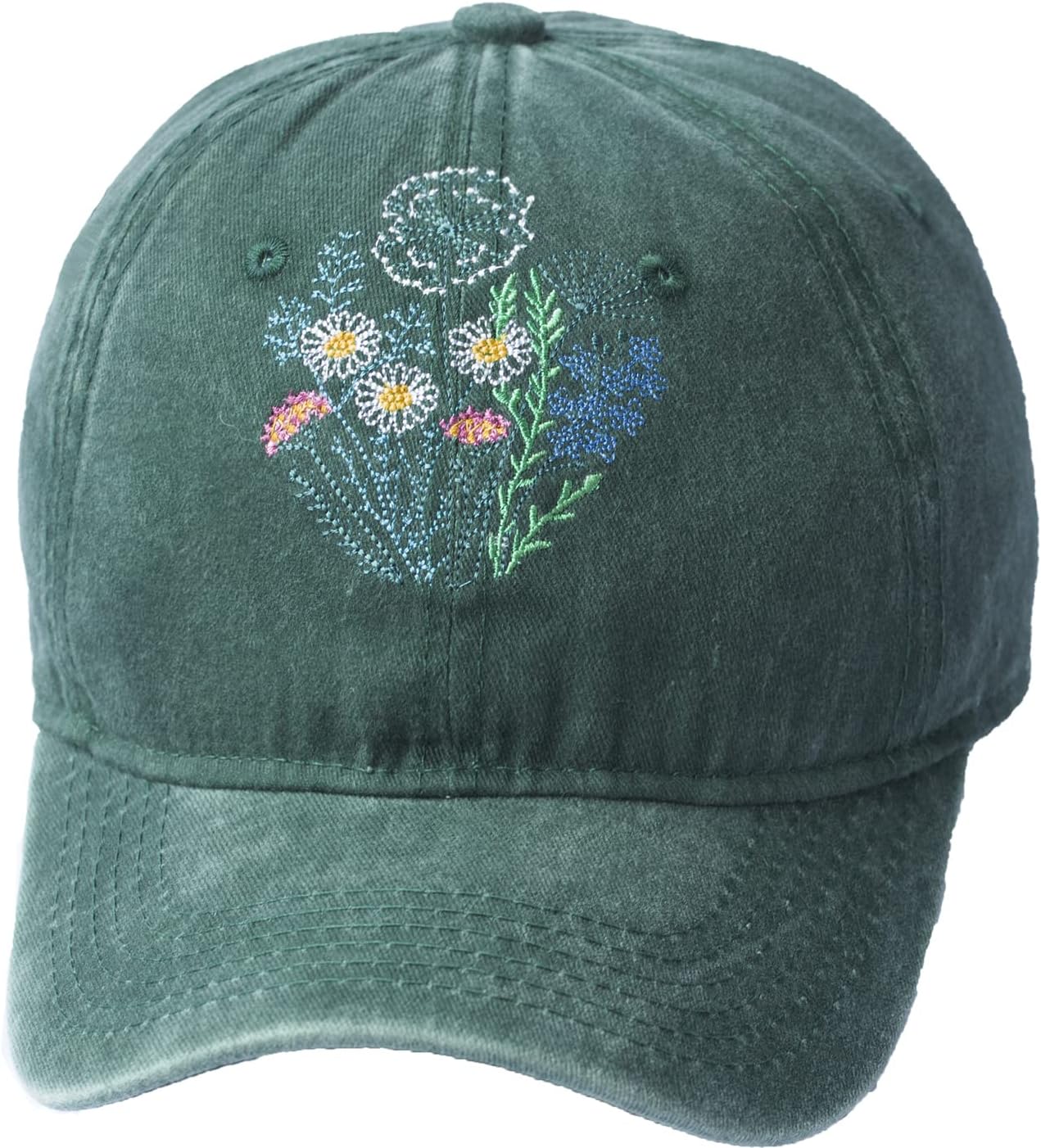 Green Dad Hat Men Women Embroidered Baseball Cap Low Profile Father's Day Snapback Hat Vintage Adjustable Washed Unisex