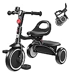 besrey Toddler Tricycle with Bell, Kids Tricycle Age 18 Months to 5 Years, Kids Trike, Toddler Bike for 1.5-5 Year Olds, Baby Trike, Gifts & Toys for Boys & Girls, Black