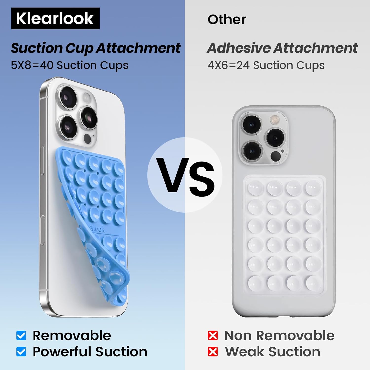 Klearlook Silicone Suction Cup Phone Case Mount Double Sided, Silicon Sticky Phone Grip with Higher Suction for Cell Phone, Hands-Free Phone Accessories Holder for Selfies and Videos, Navy Blue image 2 of 6 B0D5LF3WZ3