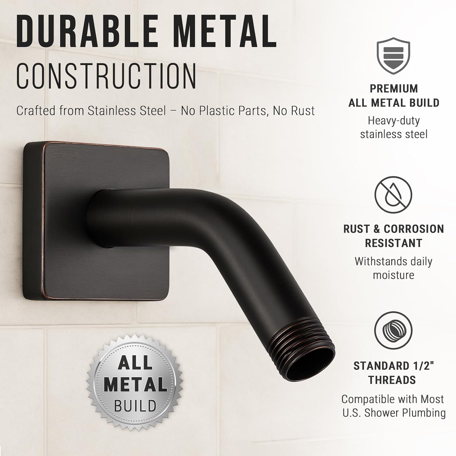 G-Promise All Metal 6-Inch Shower Arm with Flange (Oil Rubbed Bronze) image 5