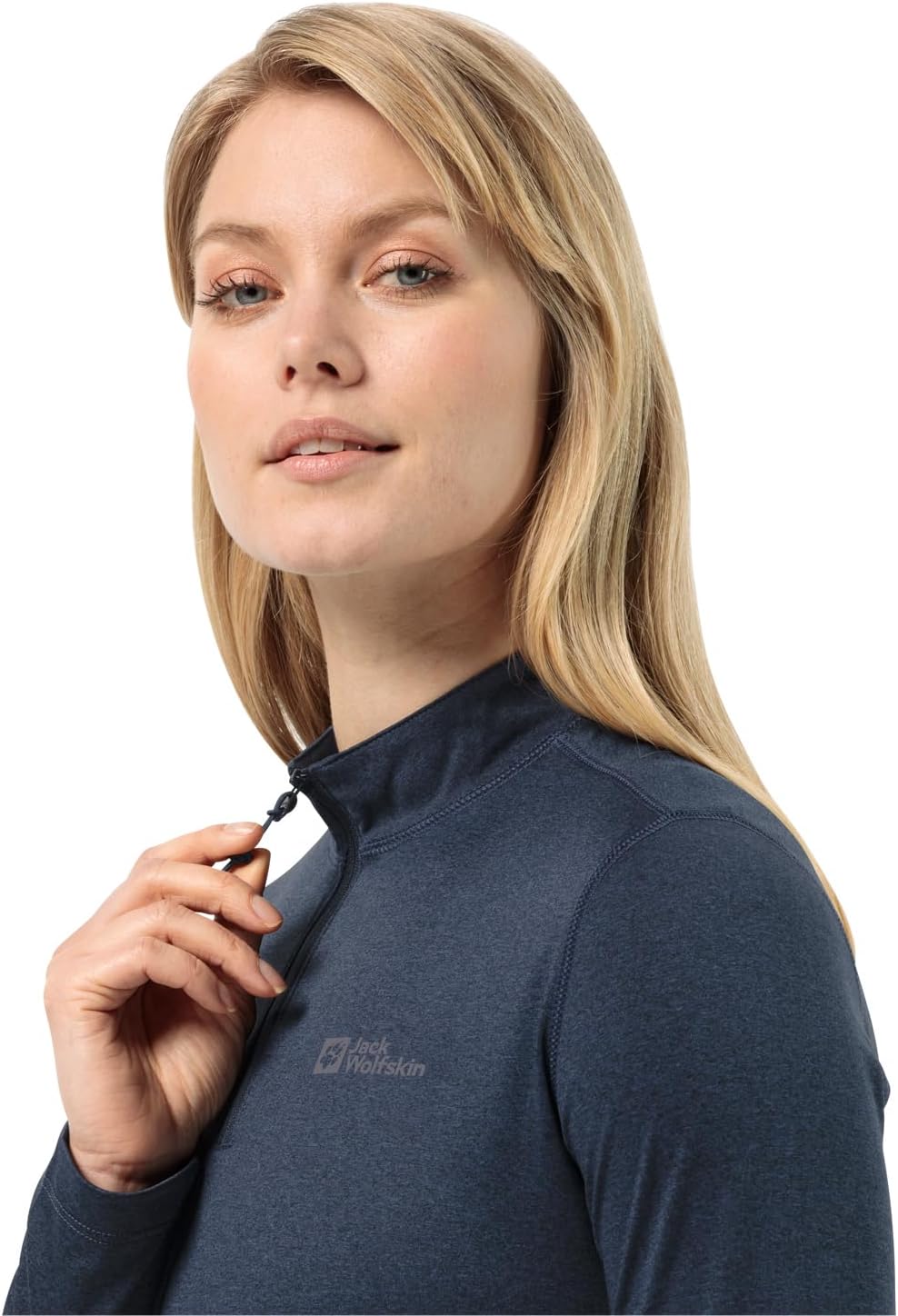 Jack Wolfskin Womens Sky Thermal Half Zip Baselayer Fleece - Night Blue - XL