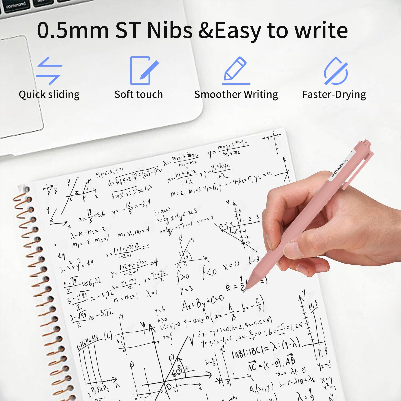 D dDraw 8pcs Retractable Gel Ink Pens, 0.5mm Black Ink Ballpoint Pen, Comfortable To Hold, Beautiful and Generous - Image 4